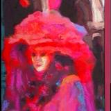 venice carnival figure in pink