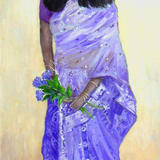 sabna ravindran in purple sari