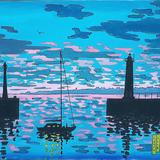 sunset, anstruther harbour