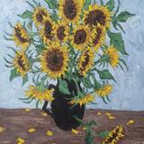 sunflowers in black jug