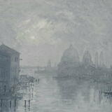 venice, grand canal in mist