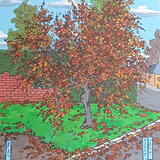 autumn tree, ukiyo-e style