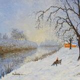 snow on the severn: sunset