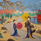 geishas in zen garden