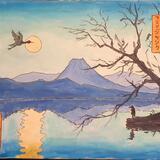 mount fuji by moonlight