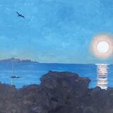 full moon rising over the firth of forth II