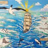 An albatross brings luck and guides the ship out of the ice