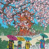 spring blossom with pagoda