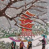 winter scene with pagoda