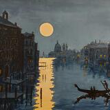 moonlight over the grand canal, venice