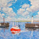 Crimson arrow entering anster harbour