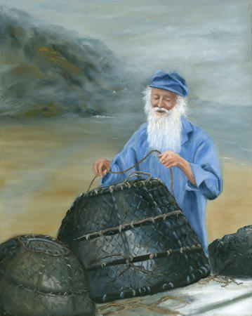 Mending Pots at Portloe