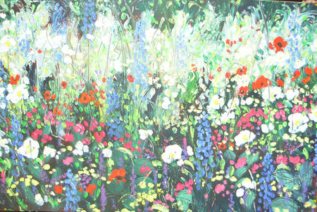 Garden border 3 with blue delphiniums