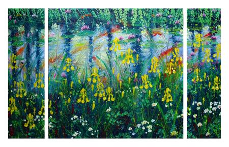 YELLOW IRISES 2  Triptych