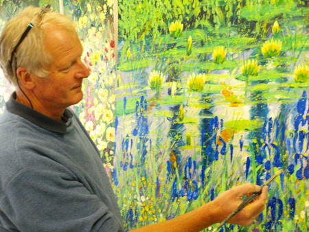 John painting on site at his last exhibition at Nymans Gardens.