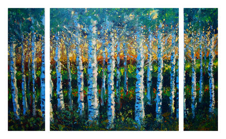 SUMMER BIRCHES Triptych