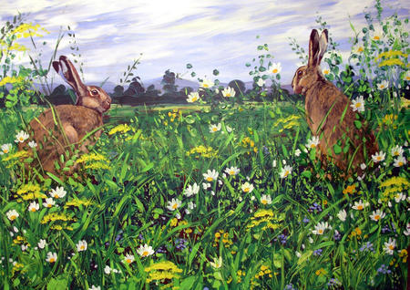 15. Hares in the meadow