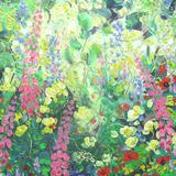 Garden border with foxgloves