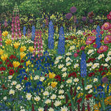 The floral painting from which John designed the four lampshades