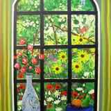 VIEW THROUGH A WINDOW - Beautiful garden