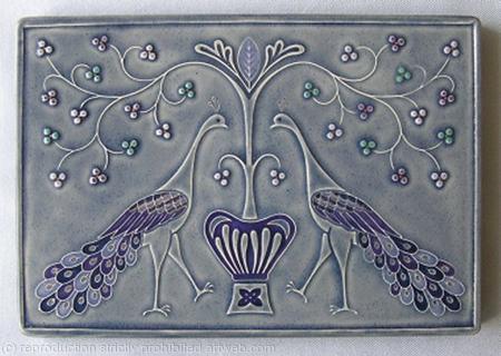 Tile - Peacocks with Tree of Life