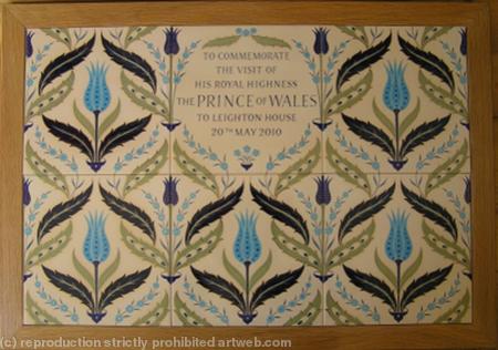 Panel of hand-painted tiles for Leighton House