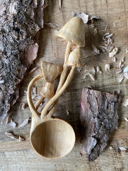 Mushrooms. Carved from Silver Birch.