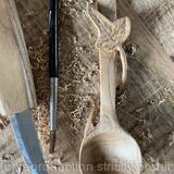 Single ivy leaf  small spoon carved in Hawthorn.