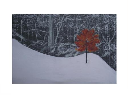 Autumn tree in snow