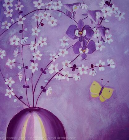 Purple orchids and blossom