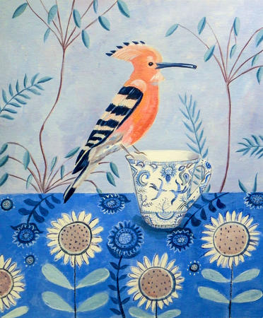 Hoopoe on a tea cup SOLD