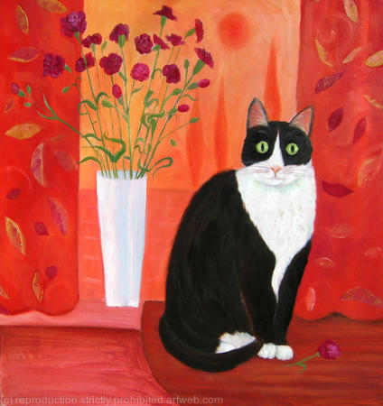 Cat with Flowers