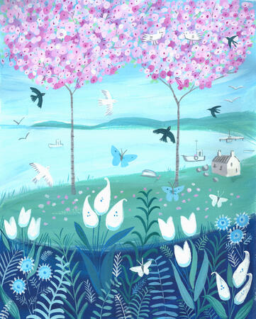 Spring Flowers with cherry blossom