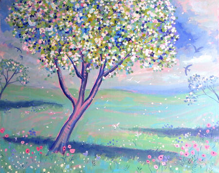 Blossom Tree -landscape painting- canvas art