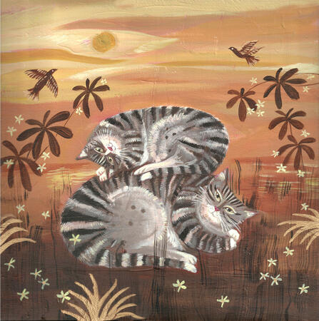 Tabby Twosome catnap-cat painting- canvas art SOLD