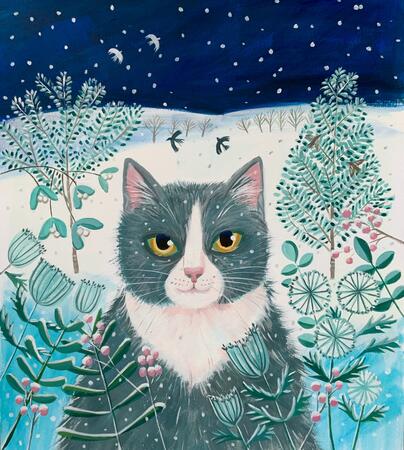 Festive Feline -Cat painting 