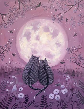 Cats with the strawberry moon