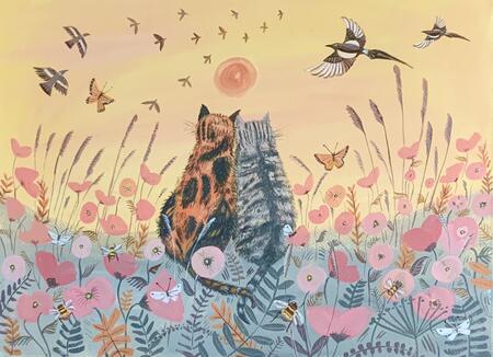 In the poppies-cat painting 