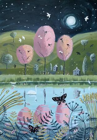 Autumn lake-landscape painting 