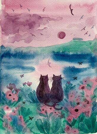 Cats in the poppies