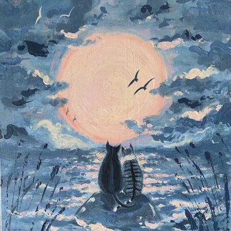 Super Moon Cats - fine art print