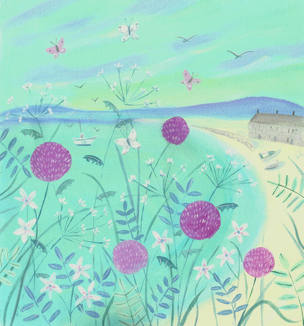 Flowers by the Sea-coastal painting 