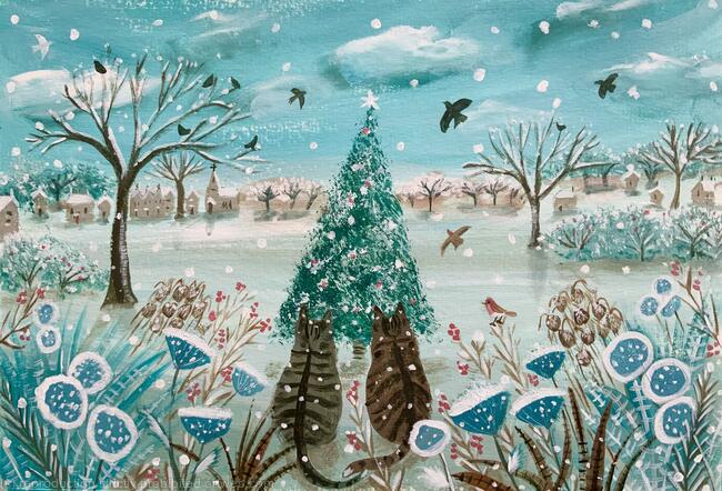 Winter tabbies in a landscape 