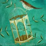 Gilded Cage with songthrush