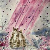 Cats with pink rainbow 
