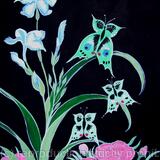 Blue iris with butterflies