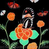 Oriental flowers with butterflies