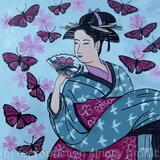 Giesha with butterflies