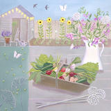 Garden Table with Trug and Sweet Peas