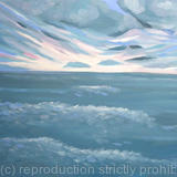 Steel sea under Cloudy Sky- seascape painting